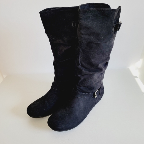 Report Footwear Flat Black Suede Mid-Calf Boot with buckle detail - Picture 10 of 11